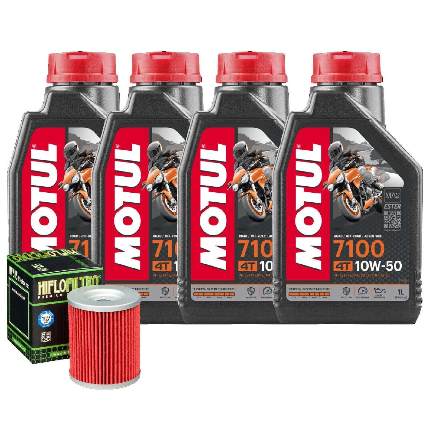 Kit Tagliando Motul 7100 10w50 Moto 4T + Filtro Olio Meiwa - Hot Wheel