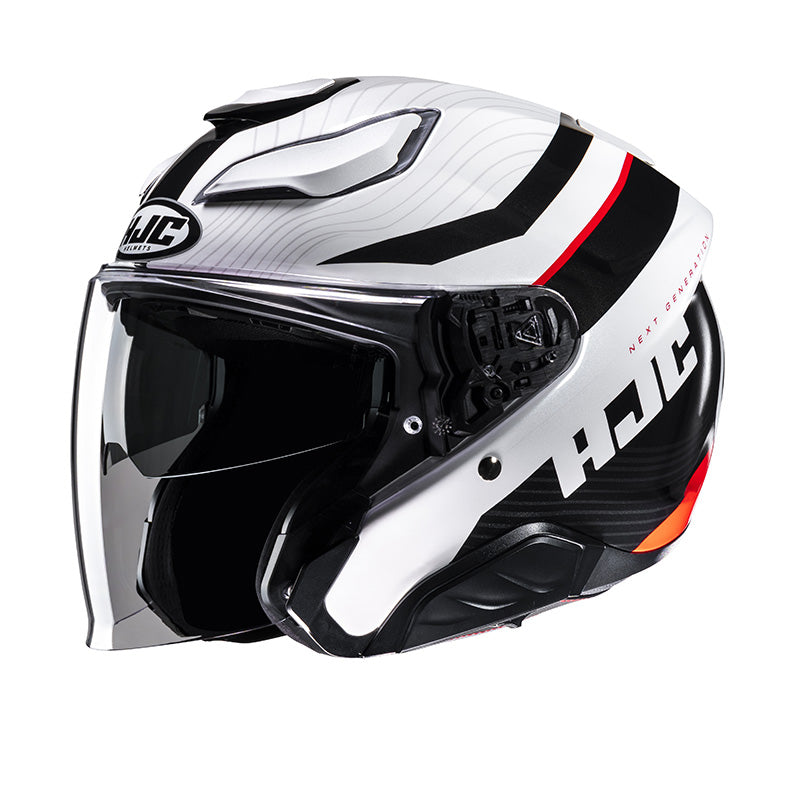Casco Jet Hjc F31 Naby MC1 Negro/Blanco/Rojo