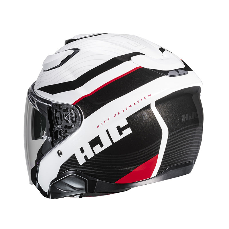 Casco Jet Hjc F31 Naby MC1 Negro/Blanco/Rojo