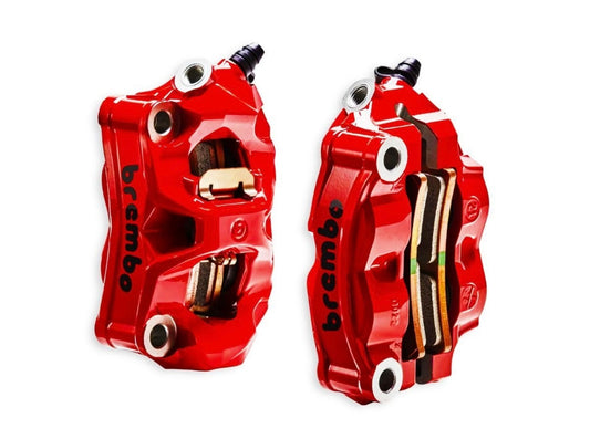 KIT COPPIA PINZE BREMBO RACING FRENO RADIALI STYLEMA ROSSE INTERASSE 100MM PASTIGLIE NON INCLUSE (NO PACKAGING)