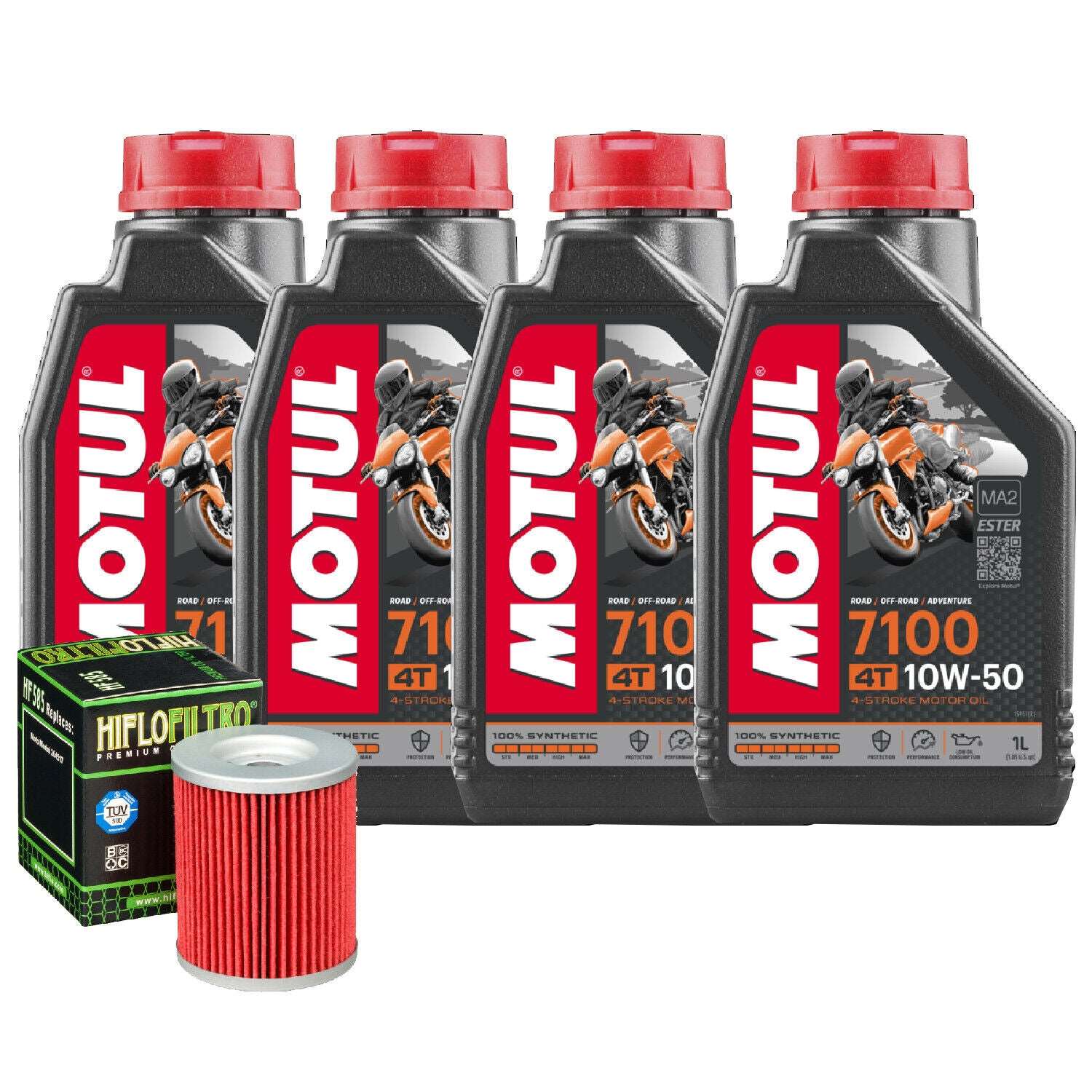 Kit Tagliando Motul 7100 10w50 Moto 4T + Filtro Olio Meiwa - Hot Wheel